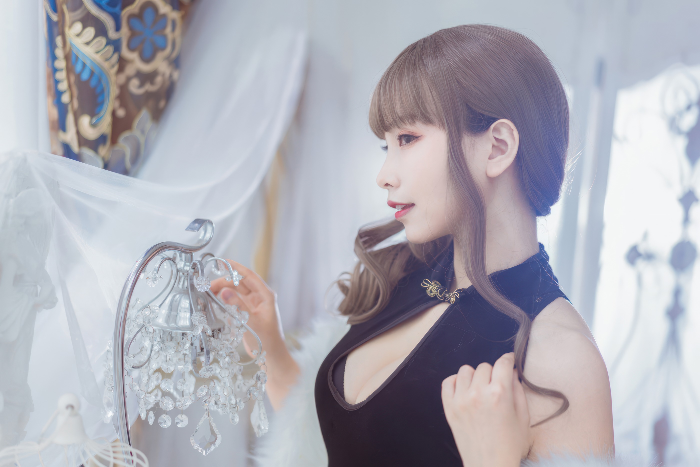 图片[1]-Neko-薇薇 – NO.017 改良黑旗袍[35P]-XikXak